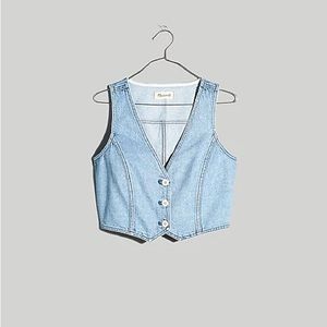 Madewell Cotton-Hemp Denim Katrina Crop Vest Top
